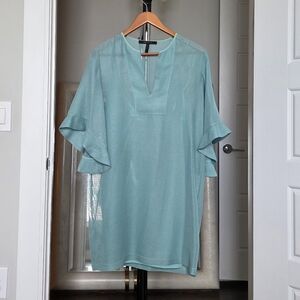 BCBGMAXAZRIA Light Aqua Tati Ruffle Sleeve  Dress Size S